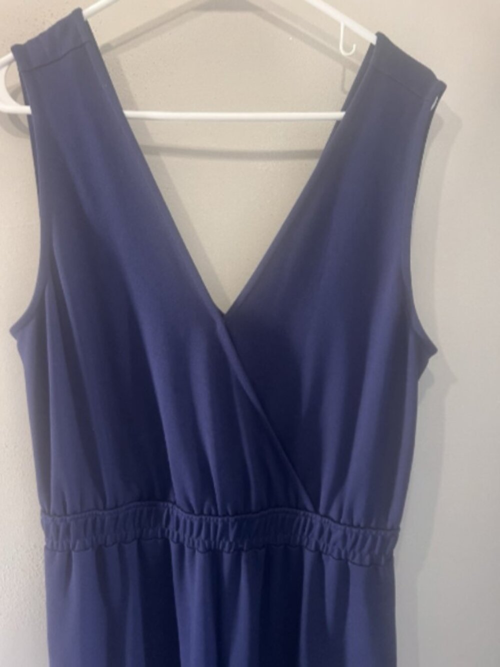 The Drop Caralynmirand Womens Blue Surplice Neck Wide Leg Jumpsuit Size Large